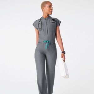 Figs Wide Leg Jumpsuit in Graphite